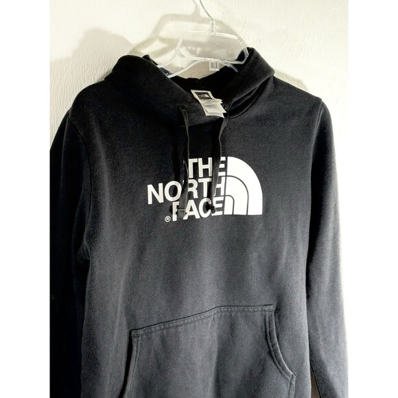 The North Face Women Hoodie Black w/ White Logo Drawstring Medium Front Pockets - Picture 4 of 5